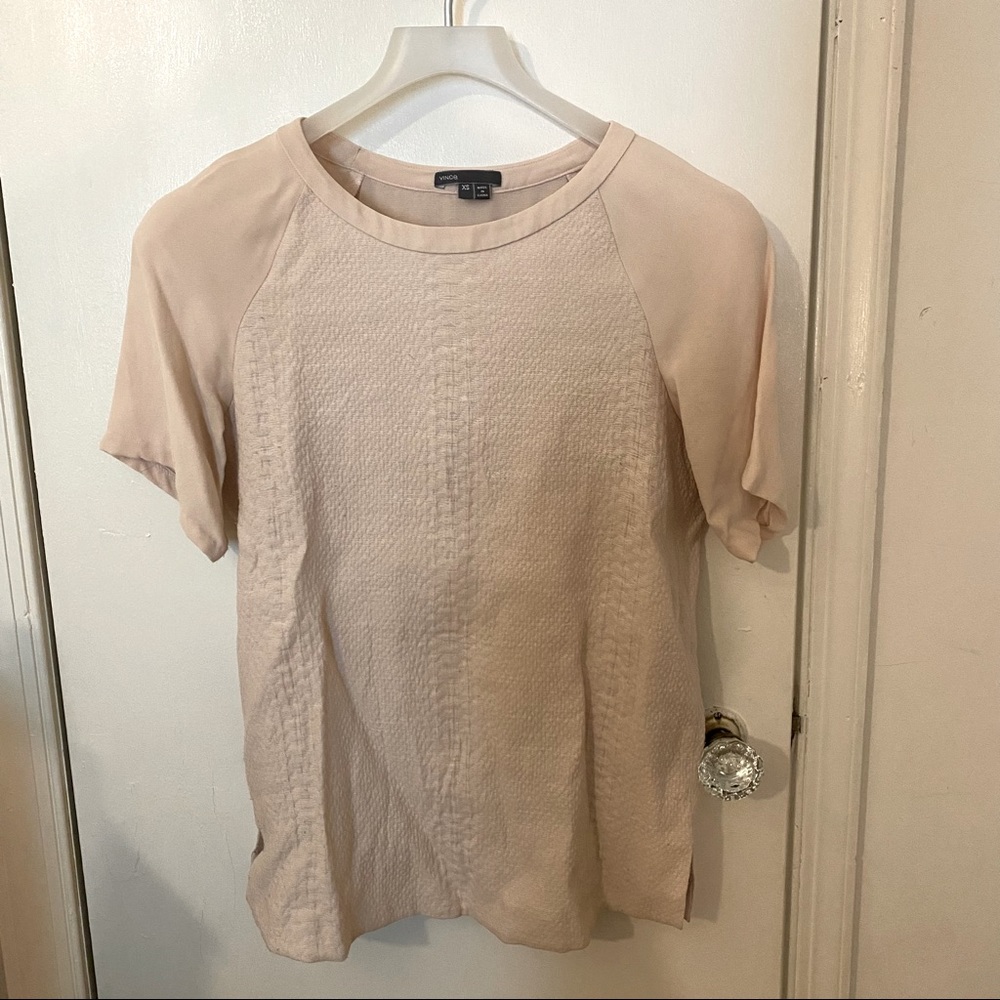 Vince Snakeskin Textured Short-sleeve Tunic Top